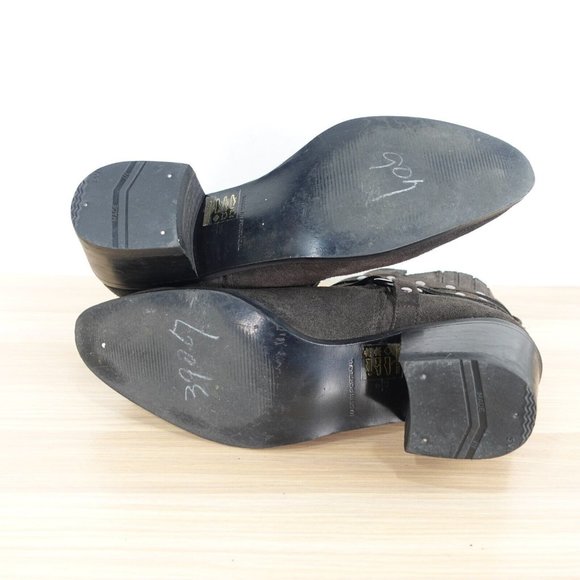 Western Brown Boots Women 7 Ankle Booties Heeled Studded Harness Pull On‎ Rodeo - Picture 10 of 13